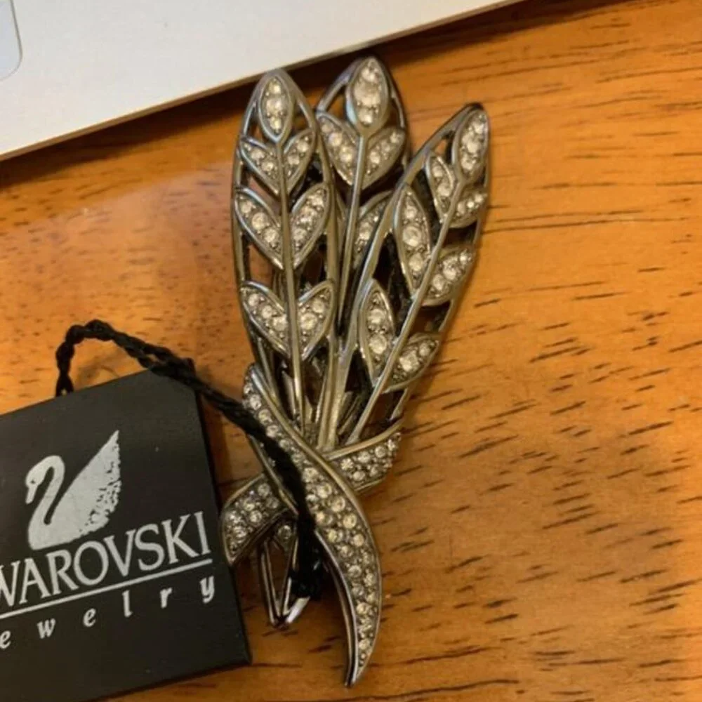 NWT  Vintage Swarovski crystal wheat sheaf brooch